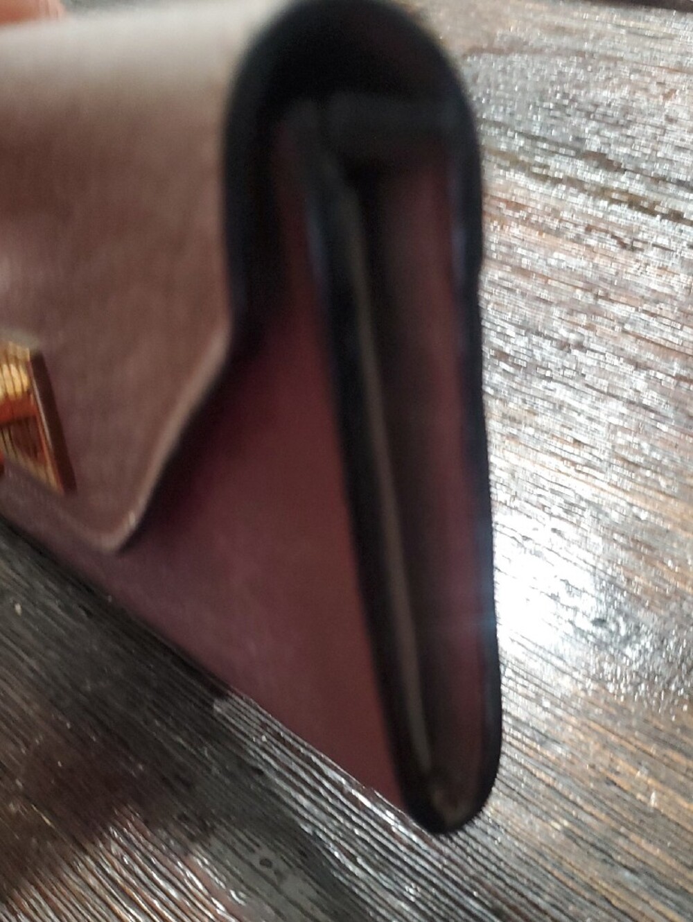 Chloe Taupe Leather Envelope Wallet with Gold-Tone Clasp - Picture 7 of 13